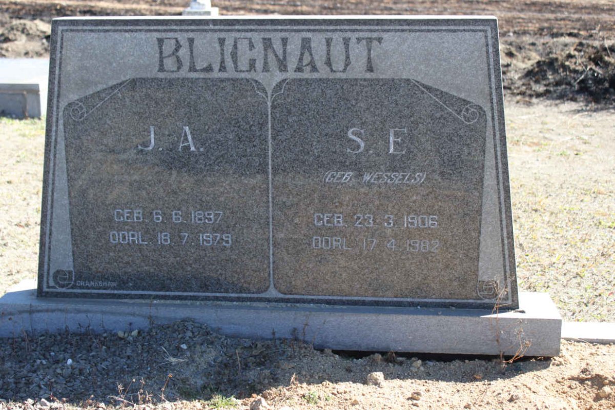 BLIGNAUT J.A. 1897-1979 &amp; S.E. nee WESSELS 1906-1982