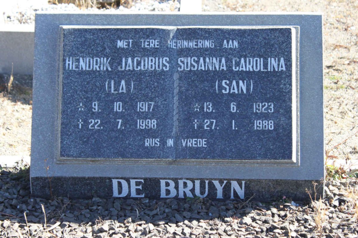 BRUYN Hendrik Jacobus, de 1917-1998 &amp; Susanna Carolina 1923-1988