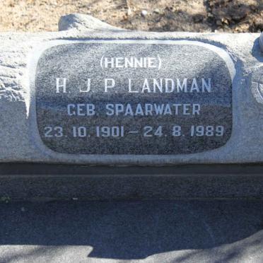 LANDMAN H.J.P., nee SPAARWATER 1901-1989