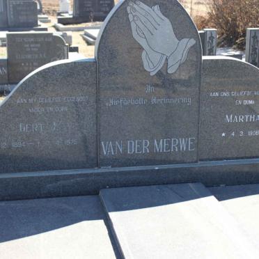 MERWE Gert J., van der 1894-1975 &amp; Martha M.P. 1906-1995