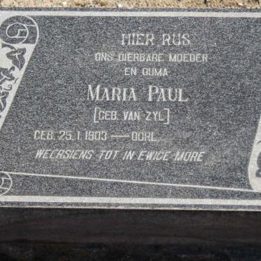 PAUL Maria nee VAN ZYL 1903-