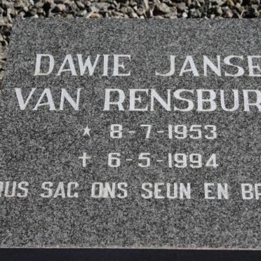 RENSBURG Dawie, Janse van 1953-1994