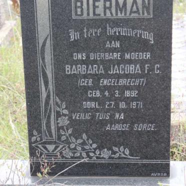 BIERMAN Barbara Jacoba F.C. nee ENGELBRECHT 1892-1971