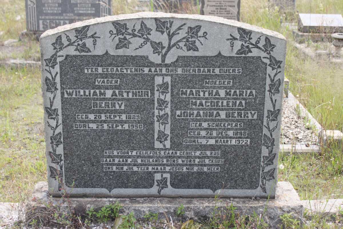 BERRY William Arthur 1889-1950 &amp; Martha Maria Magdelena Johanna SCHEEPERS 1888-1972
