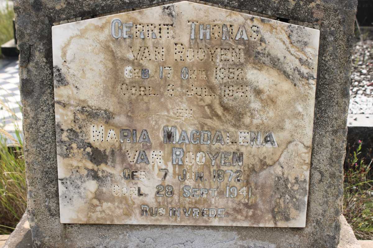 ROOYEN Gerrit Thomas, van 1852-194? &amp; Maria Magdalena 1872-1941