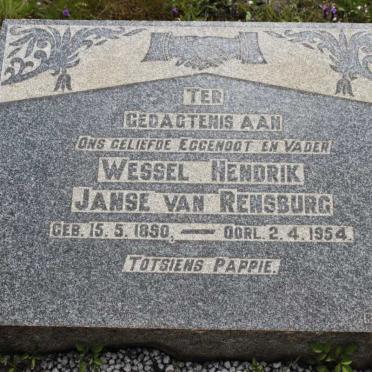 RENSBURG Wessel Hendrik, Janse van 1890-1954