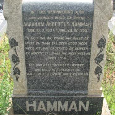 HAMMAN Abraham Albertus 1897-1953