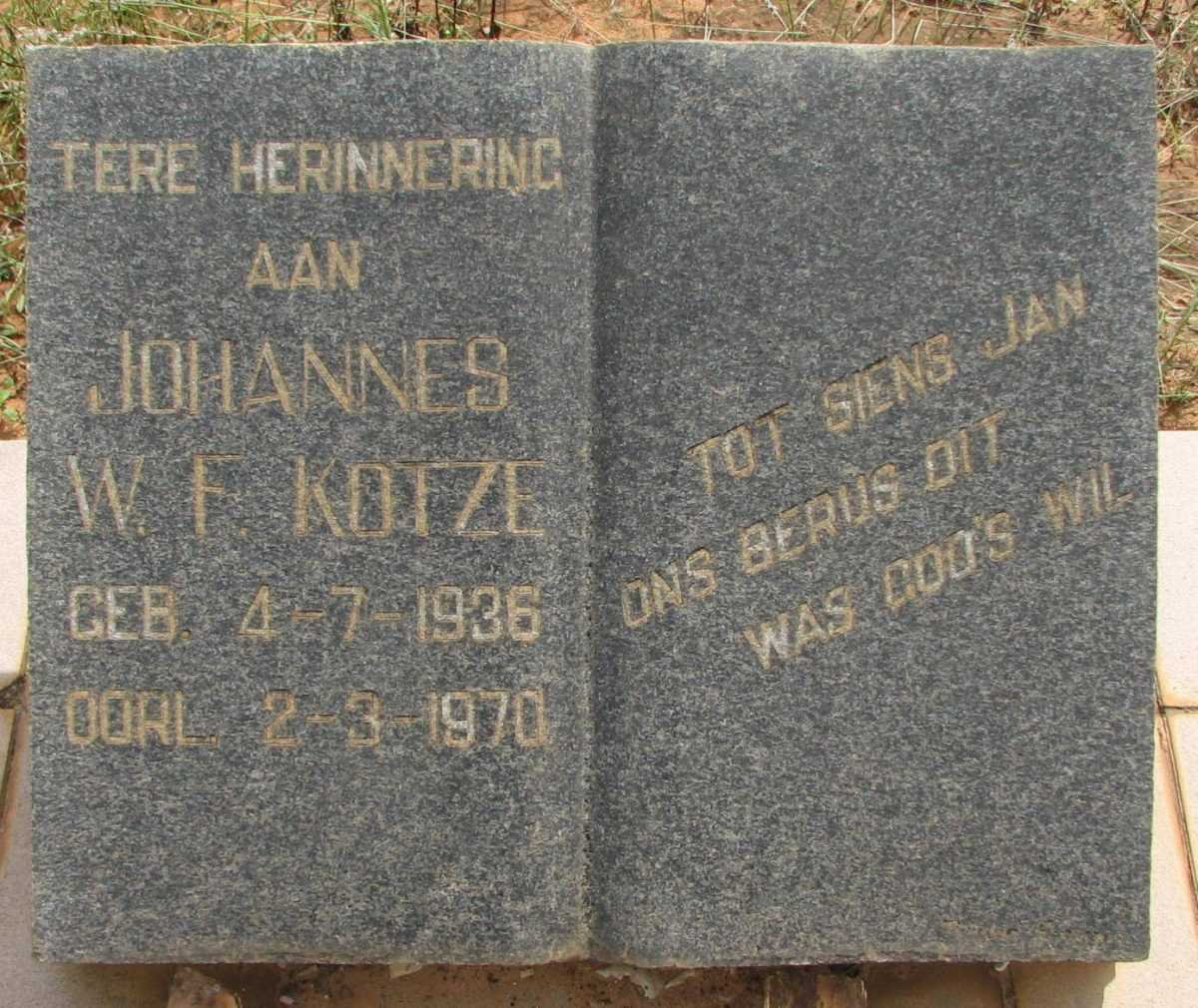 KOTZE Johannes W.F. 1936-1970
