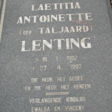 LENTING Laetitia Antoinette nee TALJAARD 1962-1997