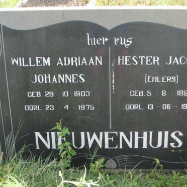 NIEUWENHUIS Willem Adriaan Johannes 1903-1975 &amp; Hester Jacoba EHLERS 1899-1997