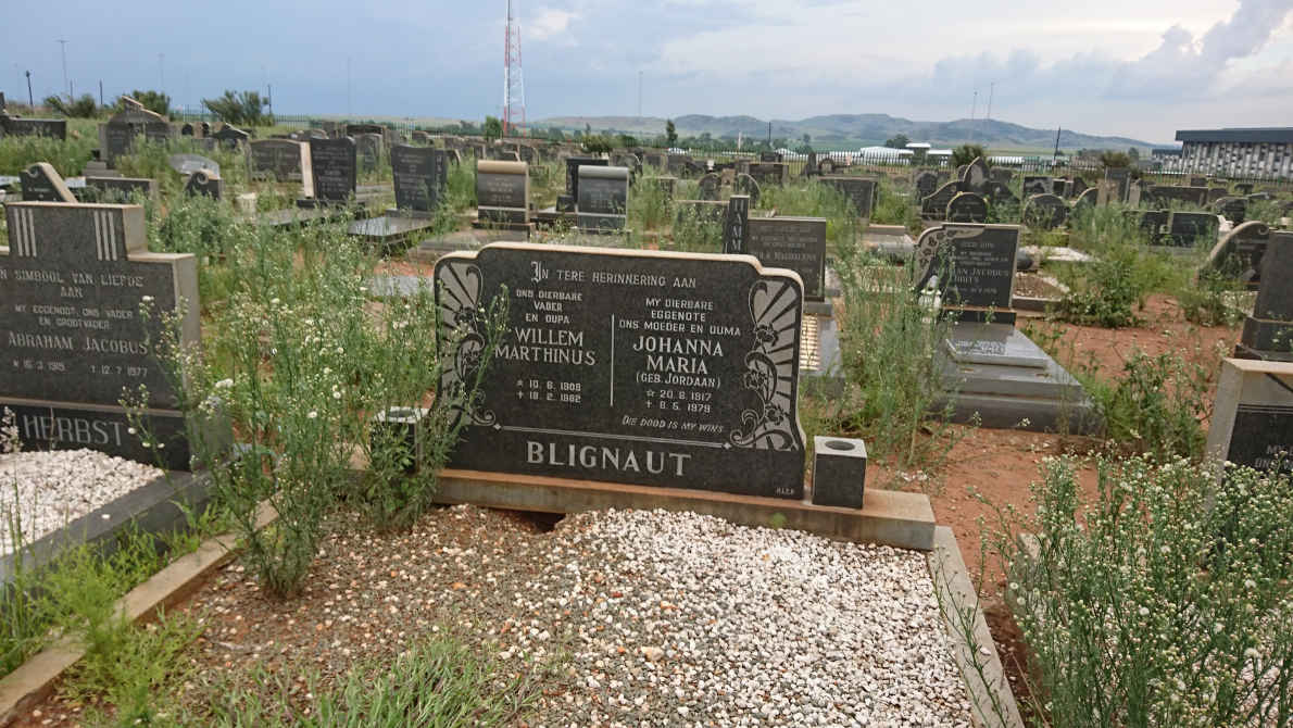 BLIGNAUT Willem Petrus 190?-19?2 &amp; Johanna Maria JORDAAN 179-197?
