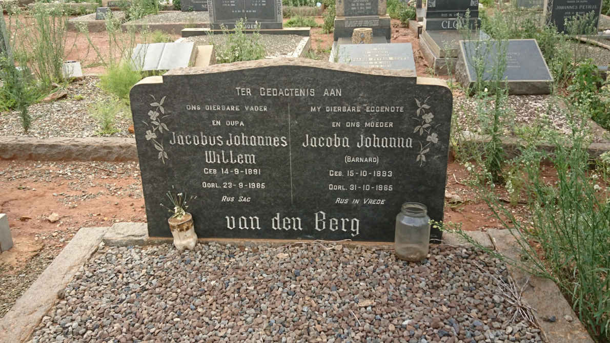 BERG Jacobus Johannes Willem, van den 1891-1985 &amp; Jacoba Johanna BARNARD 1893-1965