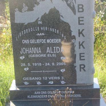 BEKKER Johanna Alida nee ELS 1918-2005