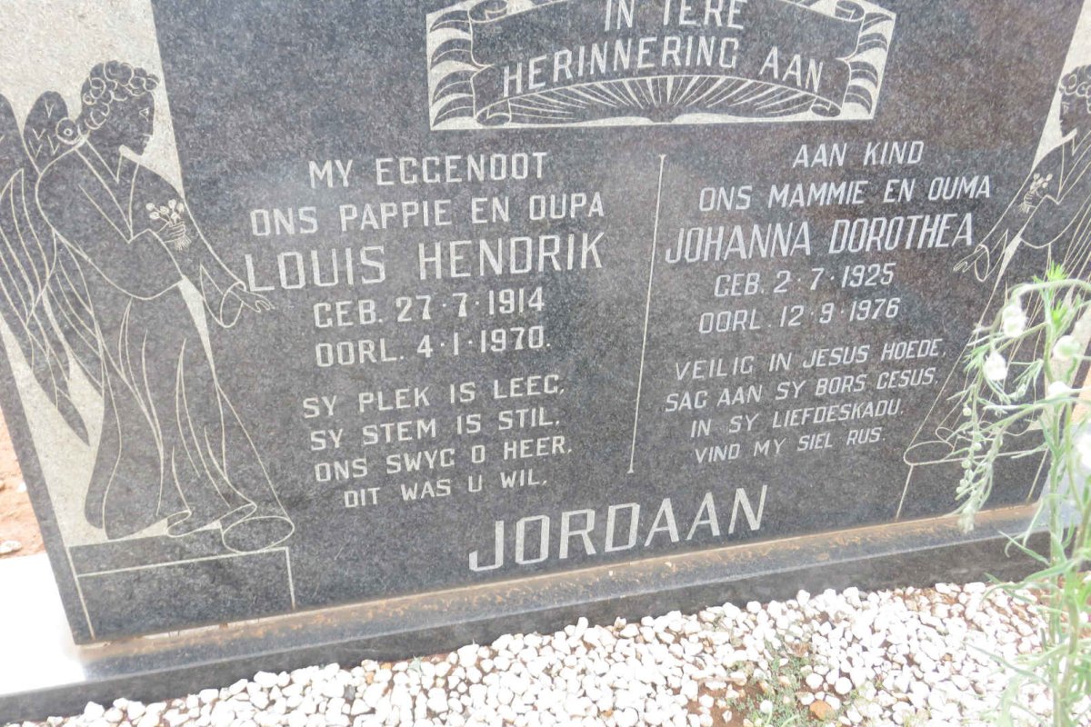 JORDAAN Louis Hendrik 1914-1970 &amp; Johanna Dorothea 1925-1976