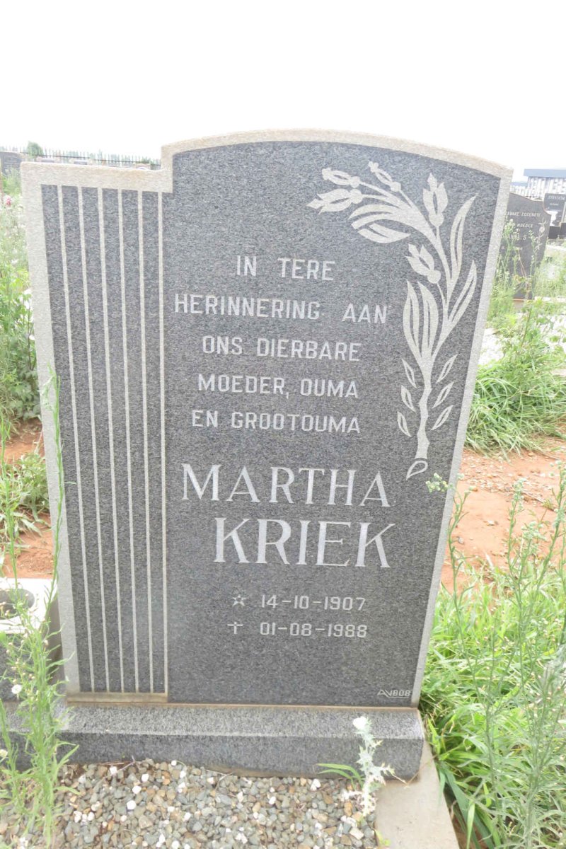 KRIEK Martha 1907-1988