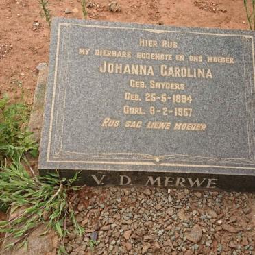MERWE Johanna Carolina, v.d. nee SNYDERS 1884-1957