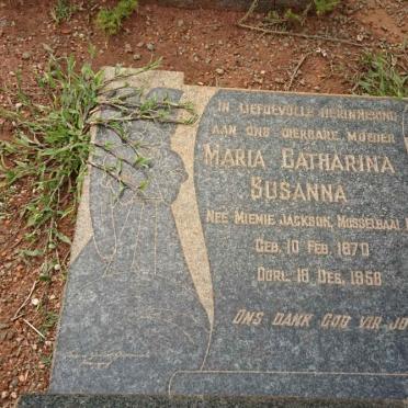 MOUTON Maria Catharina Susanna nee JACKSON 1870-1958