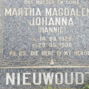 NIEUWOUDT Martha Magdalena 1928-1996