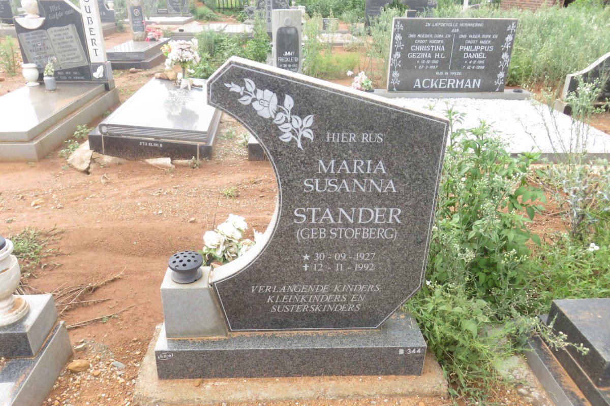 STANDER Maria Susanna nee STOFBERG 1927-1992