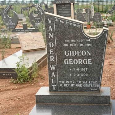 WALT Gideon George, van der 1927-1999 &amp; Ruth Susan 1930-2003