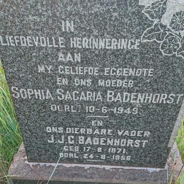 BADENHORST J.J.C. 1871-1956 &amp; Sophia Sagaria -1949