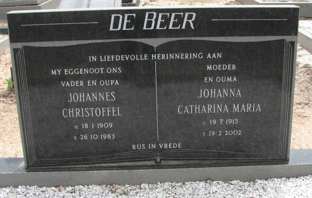 BEER Johannes Christoffel, de 1909-1983 &amp; Johanna Catharina Maria 1915-2002