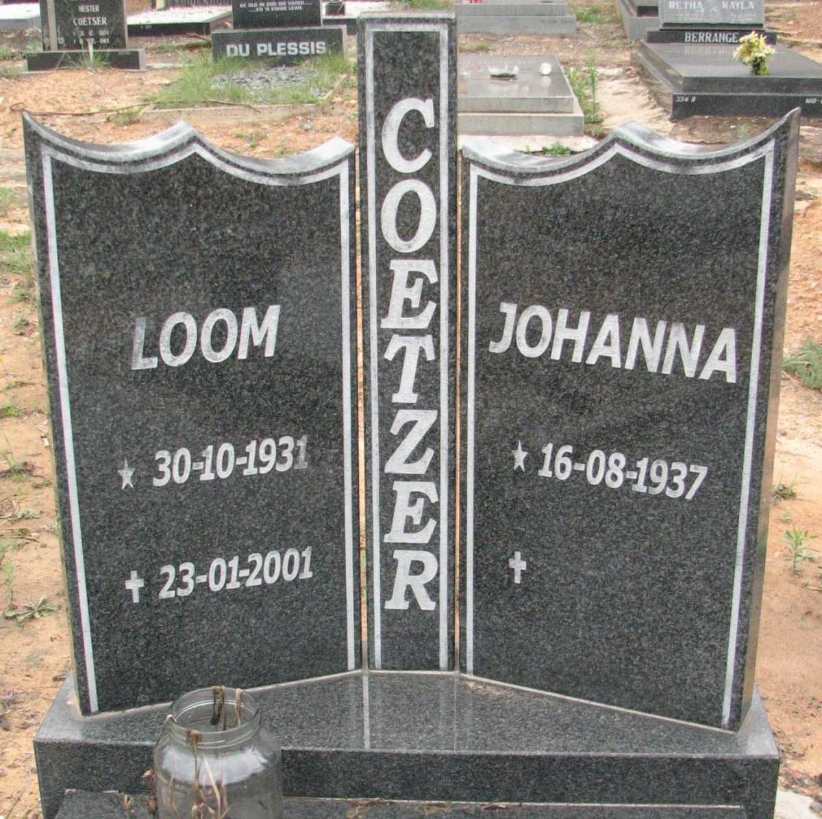 COETZER Loom 1931-2001 &amp; Johanna 1937-