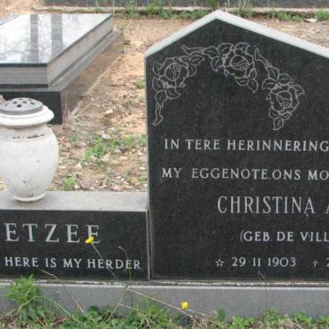 COETZEE Pieter Hendrik 1897-1988 &amp; Christina Aletta DE VILLIERS 1903-1983