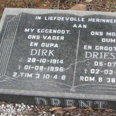 DRENT Dirk 1914-1996 &amp; Driesina 1914-2003