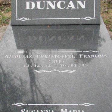 DUNCAN Nicolaas Christoffel Francois 1932-2005 &amp; Susanna Maria 1936-