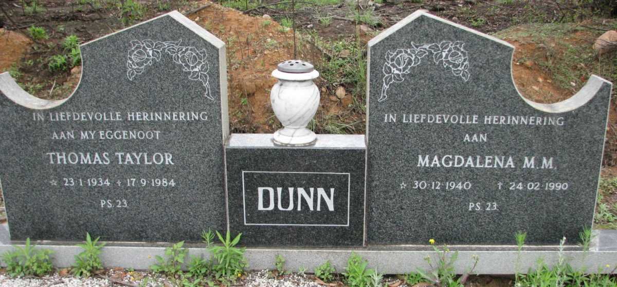 DUNN Thomas Taylor 1934-1984 &amp; Magdalena M.M. 1940-1990