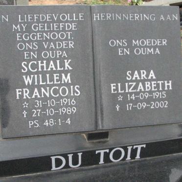TOIT Schalk Willem Francois, du 1916-1989 &amp; Sara Elizabeth 1915-2002