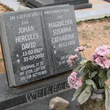 WEILBACH Johan Hercules David 1927-2001 &amp; Magdalena Susanna Catharina 1928-