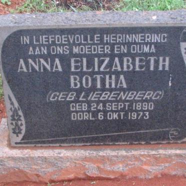 BOTHA Anna Elizabeth nee LIEBENBERG 1890-1973