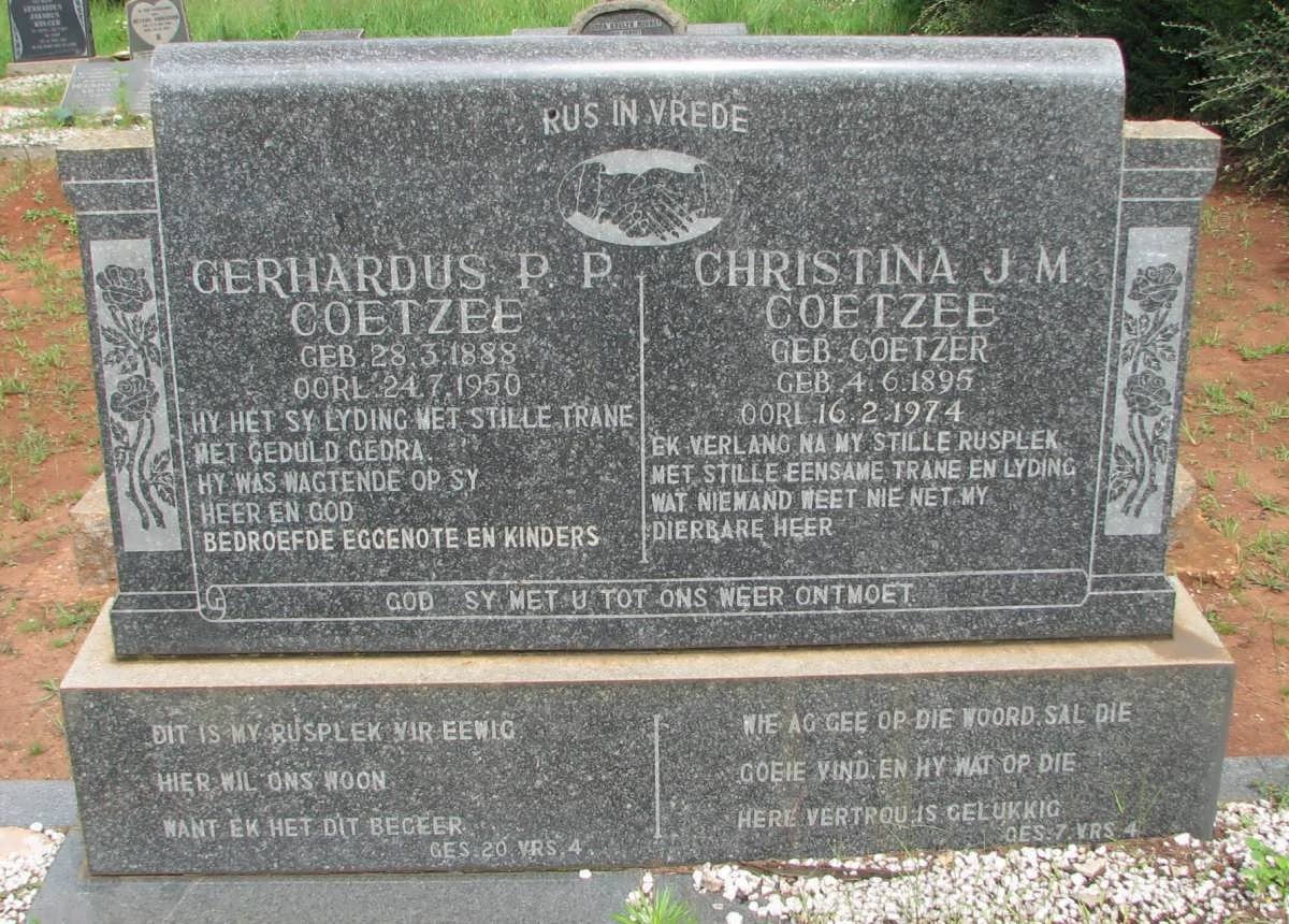 COETZEE Gerhardus P.P. 1888-1950 &amp; Christina J.M. COETZER 1895-1974