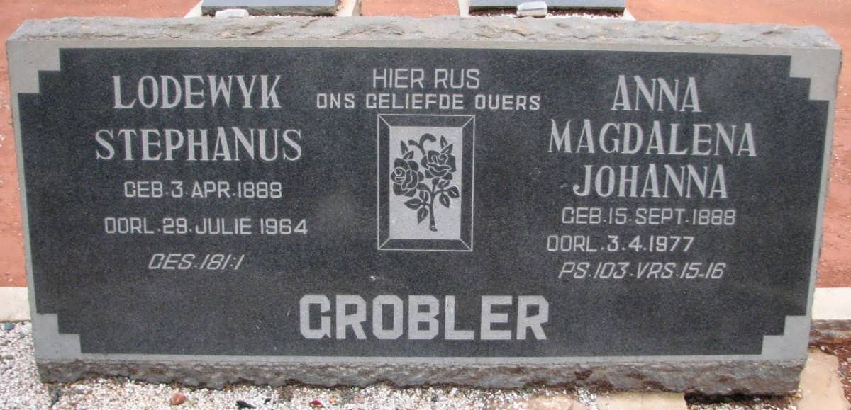GROBLER Lodewyk Stephanus 1888-1964 &amp; Anna Magdalena Johanna 1888-1977