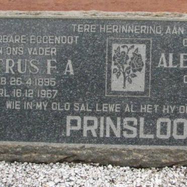 PRINSLOO Petrus F.A. 1895-1967 &amp; Aletta Gertruida VILJOEN 1897-1974