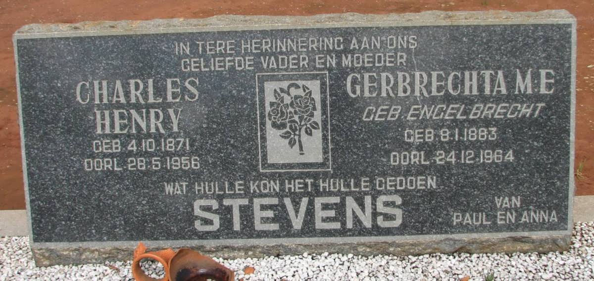 STEVENS Charles Henry 1871-1956 &amp; Gerbrechta M.E. ENGELBRECHT 1883-1964