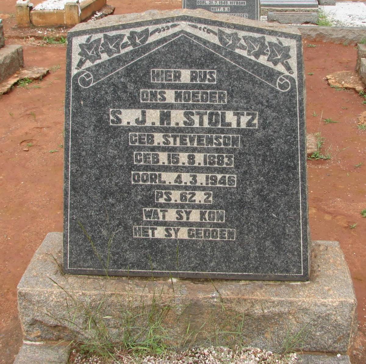 STOLTZ S.J.M. nee STEVENSON 1883-1946
