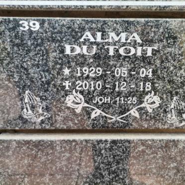 TOIT Alma, du 1929-2010