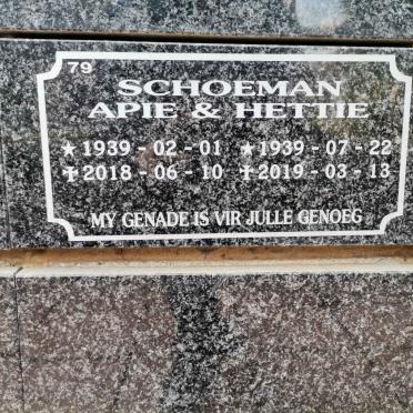 SCHOEMAN Apie 1939-2018 &amp; Hettie 1939-2019