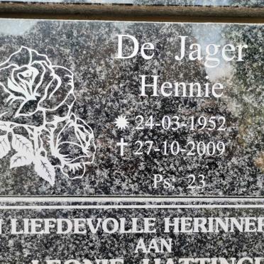 JAGER Hennie, de 1952-2009