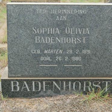 BADENHORST Sophia Olivia nee MARTEN 1891-1986