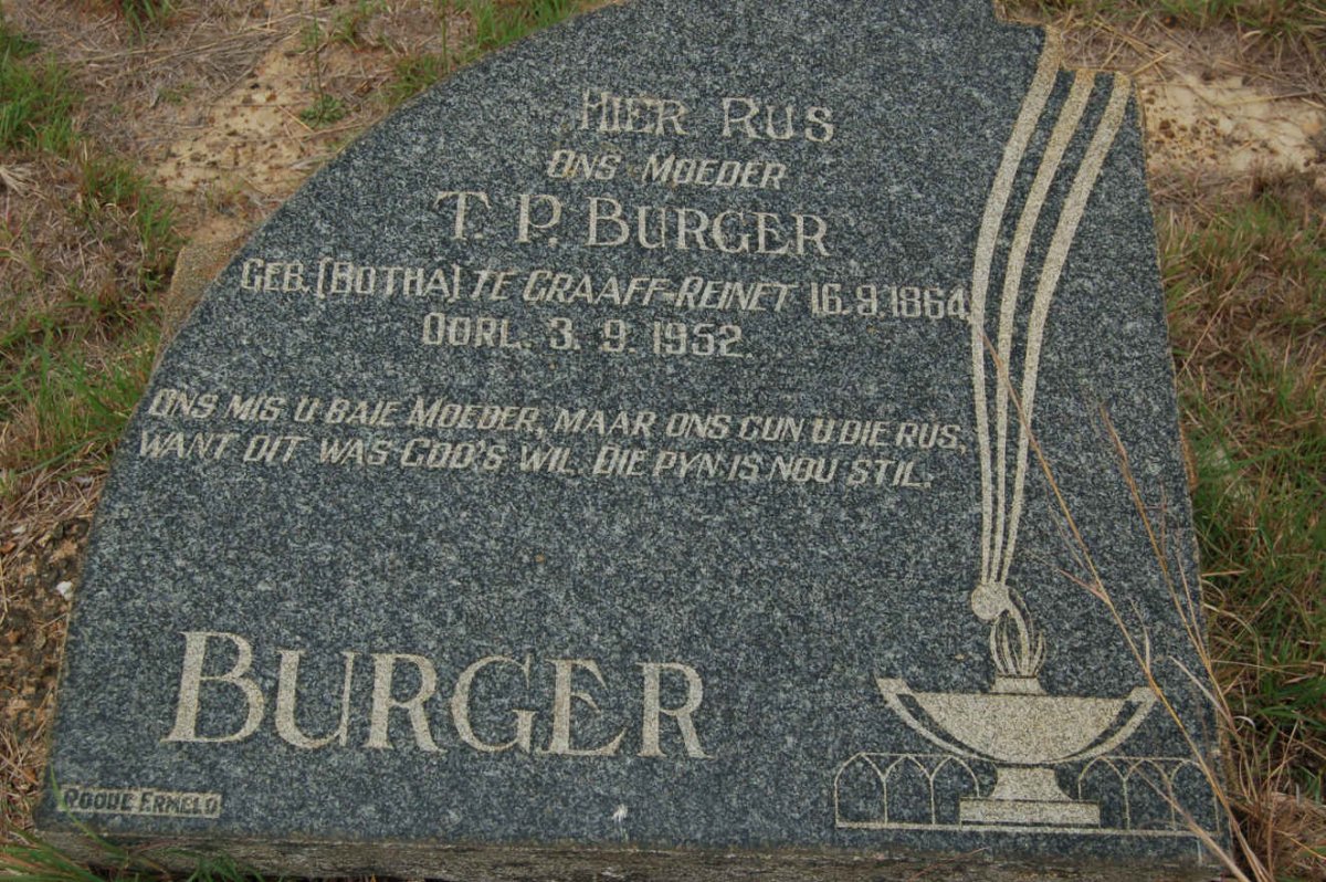BURGER T.P. nee BOTHA 1864-1952