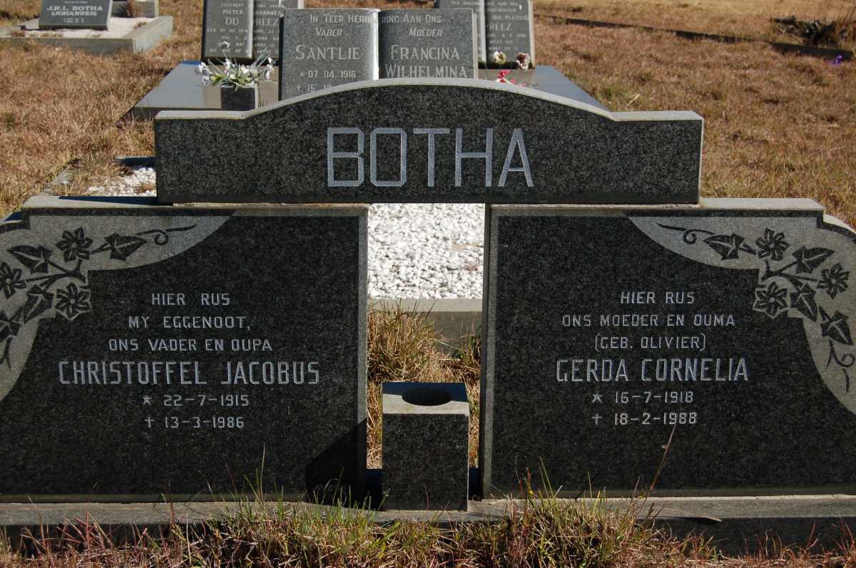BOTHA Christoffel Jacobus 1915-1986 &amp; Gerda Cornelia OLIVIER 1918-1988