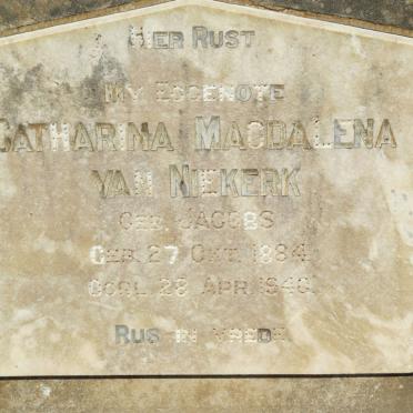 NIEKERK Catharina Magdalena, van nee JACOBS 1884-1940
