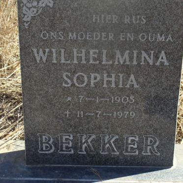 BEKKER Wilhelmina Sophia 1905-1979