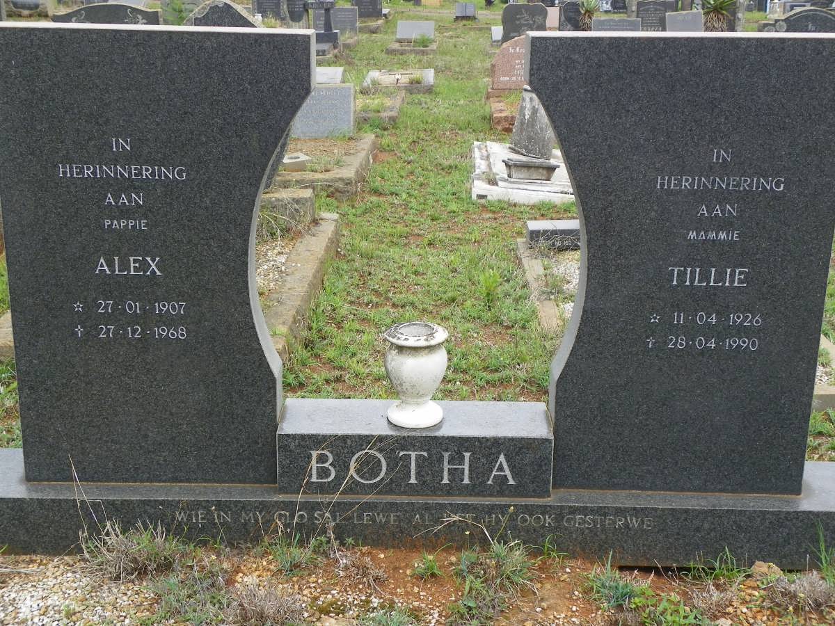 BOTHA Alex 1907-1968 &amp; Tillie 1926-1990