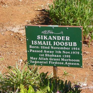 JOOSUB Sikander Ismail 1954-1972