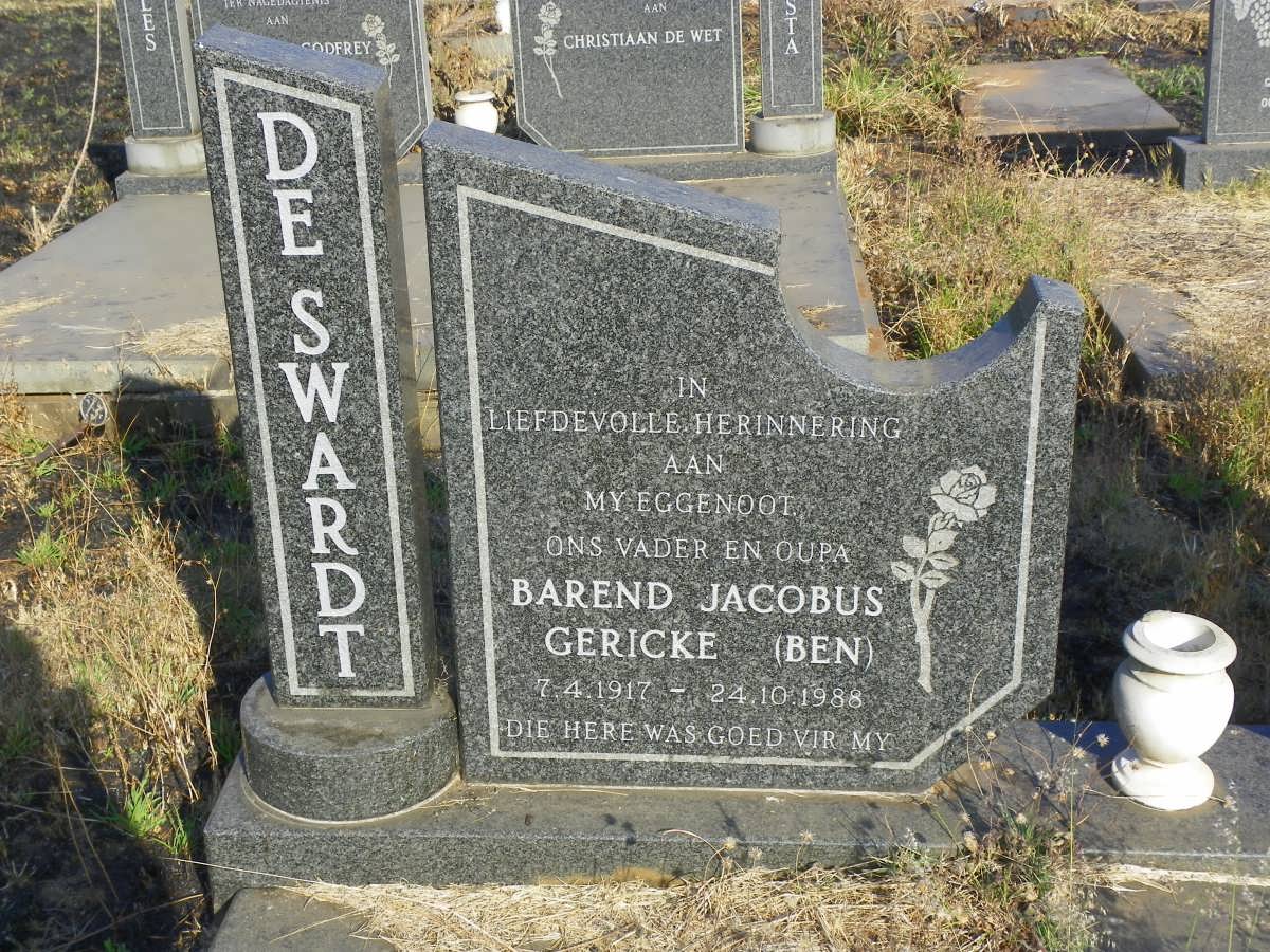 SWARDT Barend Jacobus Gericke, de 1917-1988